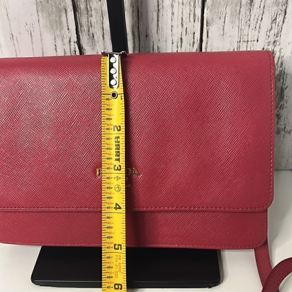 PRADA Saffiano clutch crossbody pink bag - Picture 14 of 16